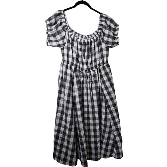 Torrid Peasant Midi Seersucker Gingham Midi Dress - Picture 2 of 10